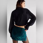 Free People NWT  Deep Teal Velvet Mini Skirt SZ 10 Photo 1