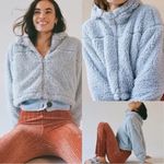 BDG Urban Outfitters  Cropped Teddy Hoodie Jacket Size Small Baby Sky Blue Photo 11