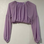 Le lis  Lavender Long Sleeve Crop Top Women’s Small Balloon Sleeve Elastic Hem Photo 0