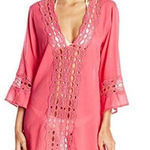 La Blanca pointelle cotton pink tunic, coverup size M Photo 0