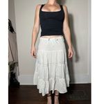 Vintage Bohemain Cottagecore 100% Cotton White Midi Flowy Skirt Size Medium Photo 1