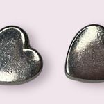 Silver Tone Flat Heart Stud Earrings Photo 0