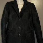 DKNY Coat Womens Medium Black Jacquard Wool Blend Long Button Up Lined Elegant Photo 0