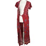 Japna  Women's Size Small Wrap Skirt Sleeve Red Floral Maxi Photo 9