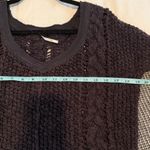 Free People V-Neck Open Cable Knit Charcoal Hi-Low Sweater Photo 6