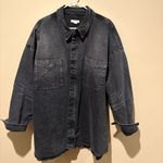 Good American black distressed oversized denim shirt jacket size 5/6(2XL) Photo 3
