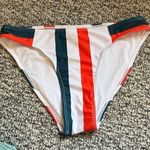 White, Red & Teal Striped Bikini Bottoms Size Small Multiple Photo 1