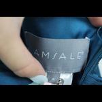 Amsale 100% Silk Teal Strapless Maxi Dress Size 4 Blue Photo 8