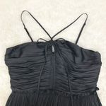 AQUA ‎ Black Ruched Strappy Midi Dress Tiered Halter Maxi Cocktail Party Size XL Photo 2