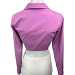 ZARA Purple Tie Front Collared Polo V Neck Long Sleeve Crop Shirt Top Size XS Photo 1