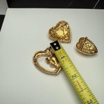Heart Shape Brooch Pin 1 With Faux Pearl 2 Blue Rhinestone Gold Tone Lot Of 3 Photo 6