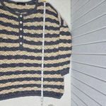Peruvian Connection  Vintage Crochet knit Blue and Cream Striped Sweater Size M/L Photo 6