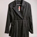 Cider Black Pinstripe Blazer with Notched Lapel Photo 0