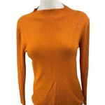 Mango MNG Women's Orange Ribbed Knit Long Sleeve Mock Neck Sweater Top Size M Photo 0