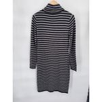 Daniel Cremieux Cremieux Turtleneck Sweater Dress Womens Medium Gray Black Stripe Wool Angora Photo 5