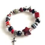 Star Bracelet Black Red Silver Butterfly Snake Boho Ceramic Stretchy Multiple Photo 3