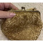Vintage Gold Beaded Small Clutch Purse Chain Straps Formal Prom Wedding Photo 3