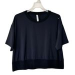 Athleta  M Zephyr Crop Black T-Shirt Short Sleeves Oversized Lightweight Photo 1