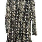 WAYF NWOT  Snakeskin Print Mesh Tiered Skater Dress Long Sleeve Layered Small‎ Photo 0