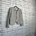 Katherine Barclay Striped Open Front Blazer Jacket Black White Women’s L Neutral Photo 1