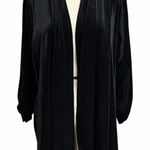 Susan Graver Stretch Velvet Cardigan Size 1X Black Ruched Sleeve Classic Holiday Photo 0