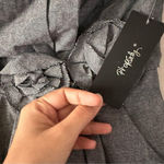 Rhapsody  Strapless Gray Bubble Hem Dress with Rosette Detail | Small Photo 6