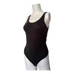 Sofia Vergara medium Seamless black shimmer sleeveless Thong bodysuit Scoop Neck Photo 5