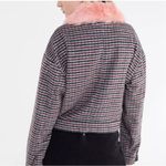 Urban Outfitters  Colette houndstooth pink fur collar jacket size small Photo 1