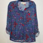 French Laundry Women’s Button Down Blouse Roll Tab Long Sleeves Floral EUC Sz M Photo 0