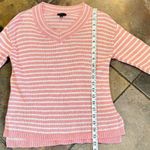Talbots Pink White Striped V-neck Sweater Petite Small Photo 4