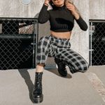 SheIn Black Plaid Pants Photo 1