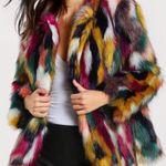 Multi Color Faux Fur Jacket Multiple Size M Photo 0