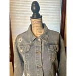 NWOT Miss Sparkling Small Cropped Embroidered w Flowers & Mushroom Jean Jacket Blue Photo 3