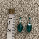 Emerald Green and Clear Drop Earrings Artisan Handmade Photo 2