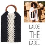 LAUDE THE LABEL Cottogecore Black and White Tote with Wooden Handle Photo 1