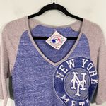 Majestic Women's MLB New York Mets Grey & Blue Raglan Graphics Tee Size M NWT Photo 1