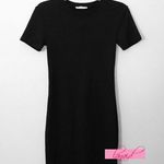 ZARA Ribbed Dress Black Stretch Short Sleeve A-Line Bodycon Stretchy Mini Small Photo 1