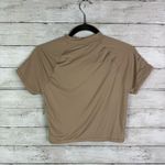 Reoria Short Sleeve Crop Tee Square Neck Crop Tops Slim Fit Y2k Tan Size L Photo 5