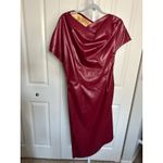 Micas ‎ Faux Leather Dress Drape Neck Party Cocktail Maroon XL Photo 3