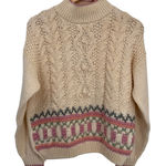 Vintage Rafferty Knitted by Hand Granny Sweater Womens L Cream Pink Romantic Size L Photo 0