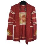 Papercut Clothing Southwest Aztec Knit Cardigan Sweater Open Burgundy Size Large Red Photo 2