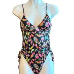Betsey Johnson  One Piece Swimsuit, Black with Multi-Color Butterflies, M, Nwt Photo 0