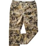 ZARA  Camo Jeans Skinny High Rise Distressed Size 40 / US 8 Green Ankle Raw Hem Photo 1