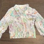 Anthropologie Maeve Multicolor white floral blouse puff sleeve size medium Photo 0