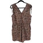 Lucky Brand Women's Brown Floral Print Sleeveless Tie Shoulder Romper Size Small Photo 2