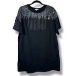 BaeVely NWOT Boutique Silver Sequin Embellished Black T Photo 1