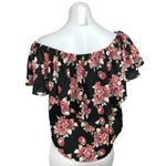 Abbeline  Black Multicolor Floral Print Off The Shoulder Pullover Blouse Top Sz M Photo 1