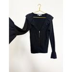 Boston Proper Black Ribbed Knit Ruffled Cardigan Large Bell Sleeves Whimsygoth Photo 7