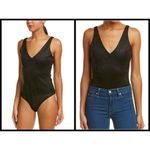 BCBGMAXAZRIA ๐๐ Black Faux-Suede V-Neck Bodysuit Medium M NWT Photo 5