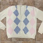 Brandy Melville John Galt Pastel Cream Argyle Cardigan Photo 0